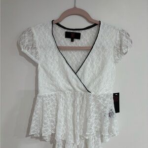No Boundaries White Lace Wrap Top